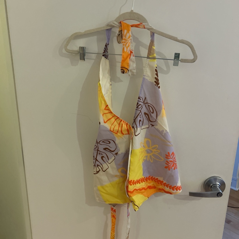 Floral Halter Set with Yellow and Orange Accents
